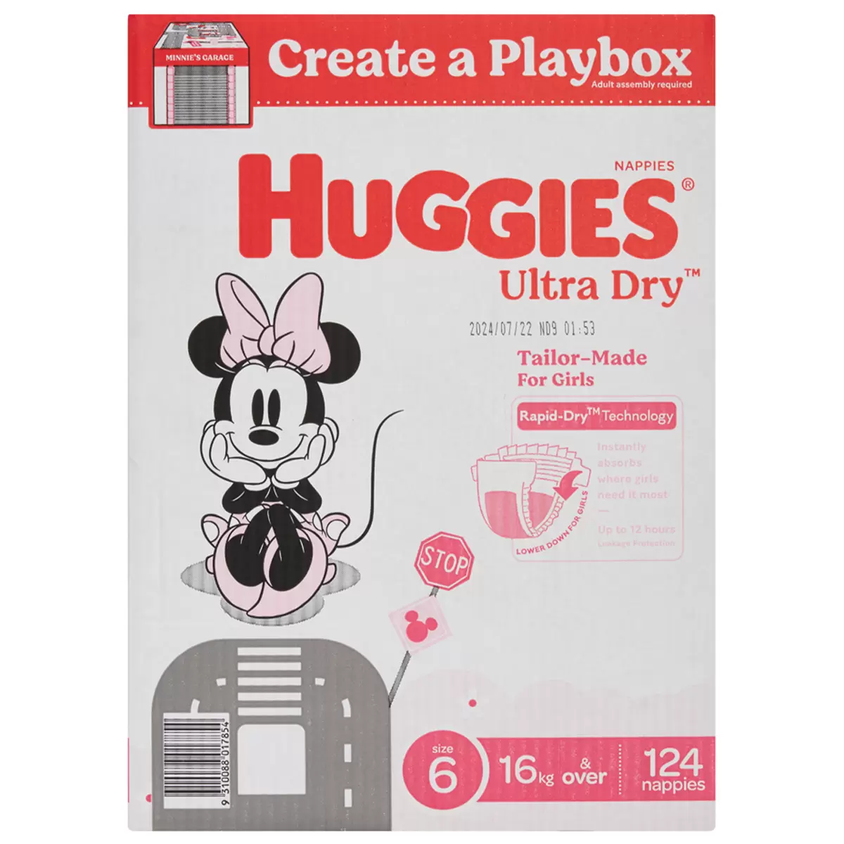 Huggies Ultra Dry Girls Nappies Size 6, 124 nappies