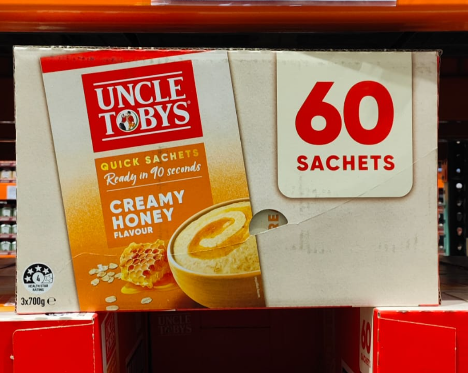 Uncle Tobys Creamy Honey 60 Sachets (3 x 700g)