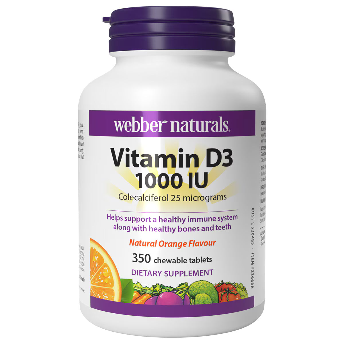 Webber Naturals Vitamin D3 1000IU 350 Chewable Tablets
