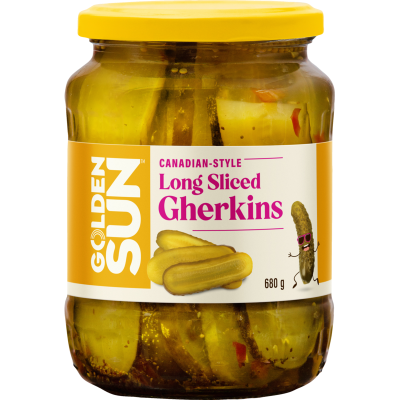 Golden Sun Long Sliced Canadian Style Gherkins 680g