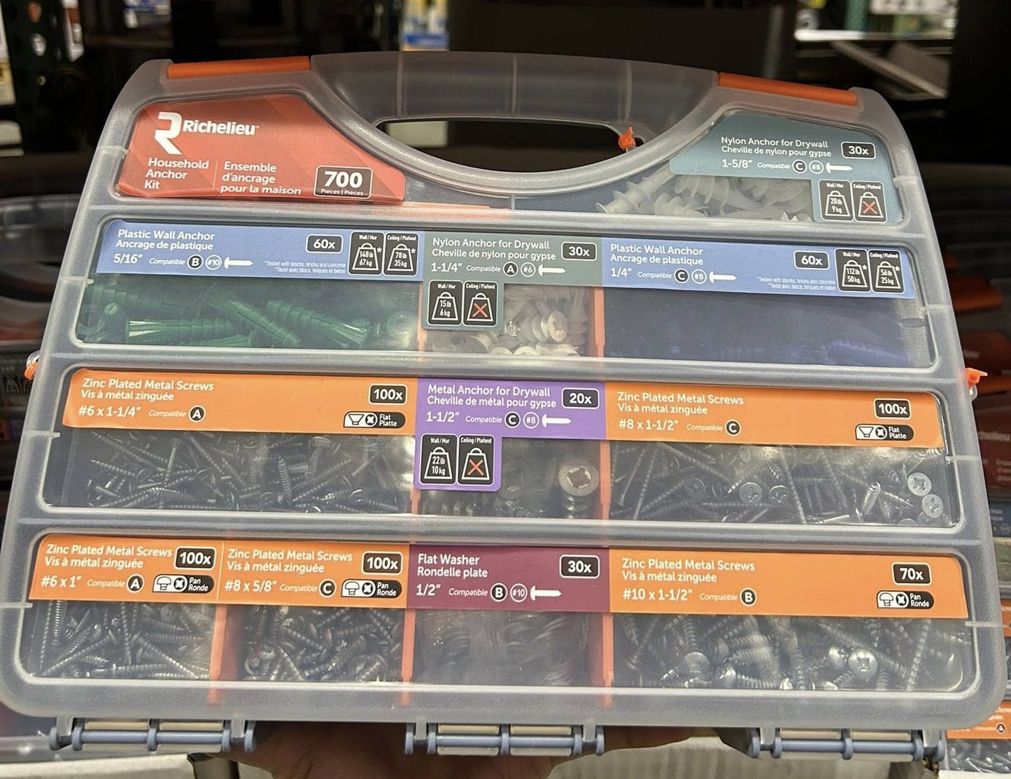 RICHELIEU HARDWARE KIT 700PCS STORAGE ORGANISER 700 Pieces