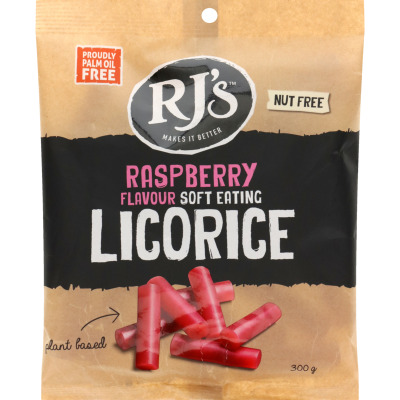 RJ's Raspberry Flavour Soft Eating Licorice 300g