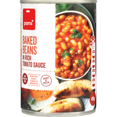 Pams Baked Beans In Rich Tomato Sauce 420g