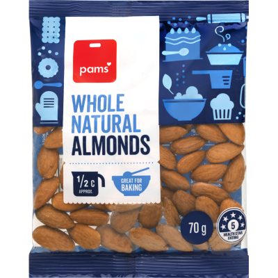 Pams Whole Natural Almonds 70g