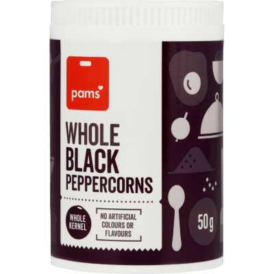 Pams Whole Black Peppercorns 50g