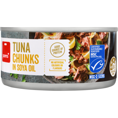 Pams Tuna Chunks In Soya Oil 185g