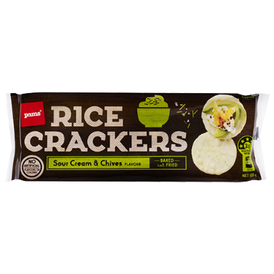 Pams Sour Cream & Chives Flavour Rice Crackers 100g