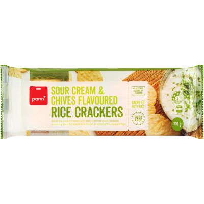 Pams Sour Cream & Chives Flavoured Rice Crackers 100g