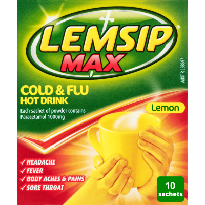Lemsip Max Lemon Cold & Flu Hot Drink Sachets 10pk