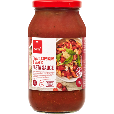 Pams Tomato Capsicum & Garlic Pasta Sauce 510g