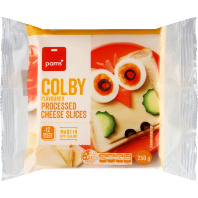 Pams Colby Flavoured Processed Cheese Slices 250g