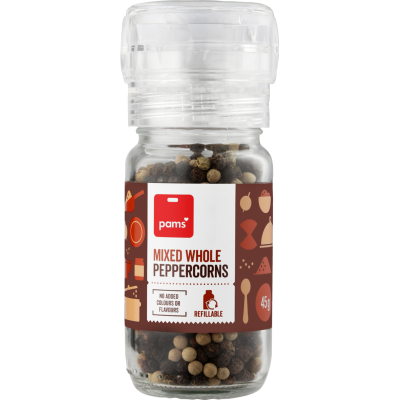 Pams Mixed Whole Peppercorns Grinder 45g