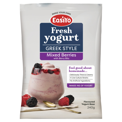 Easiyo Greek Style Mixed Berries Flavoured Yogurt Base 240g
