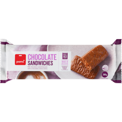 Pams Chocolate Sandwiches Biscuits 200g