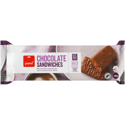 Pams Chocolate Sandwiches Biscuits 200g