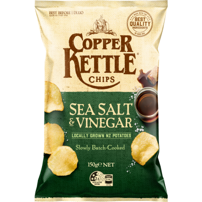 Copper Kettle Sea Salt & Vinegar Potato Chips 150g