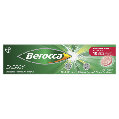 Berocca Energy Orignal Berry Flavour Effervescent Tablets 15pk