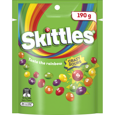 Skittles Sours Chewy Lollies Bag 190g