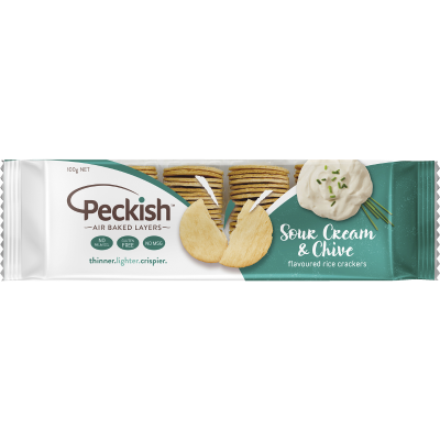 Peckish Sour Cream & Chives Flavoured Rice Crackers 100g