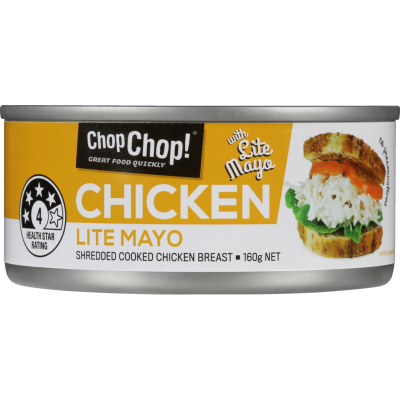 Chop Chop Lite Mayo Shredded Cooked Chicken Breast 160g