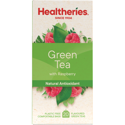 Healtheries Green Tea With Raspberry Tea Bags 20pk