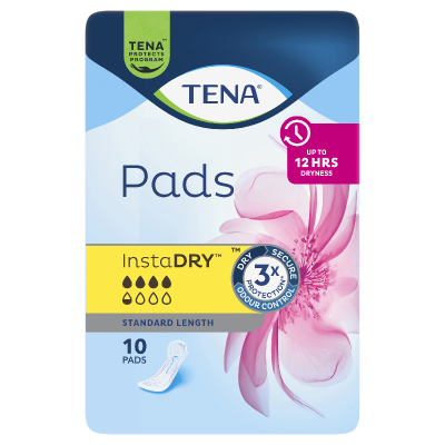 Tena InstaDry Standard Length Pads 10pk