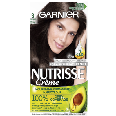 Garnier Nutrisse 3 Espresso Darkest Brown Hair Colour 1pk