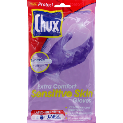 Chux Extra Comfort Sensitive Skin Reusable Gloves Large 1pr