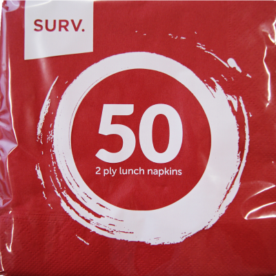 Surv Red 2 Ply Napkins 50pk