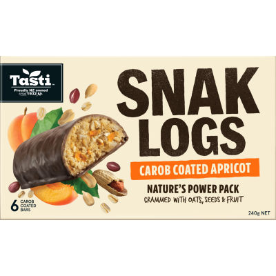 Tasti Carob Coated Apricot Snak Logs 240g