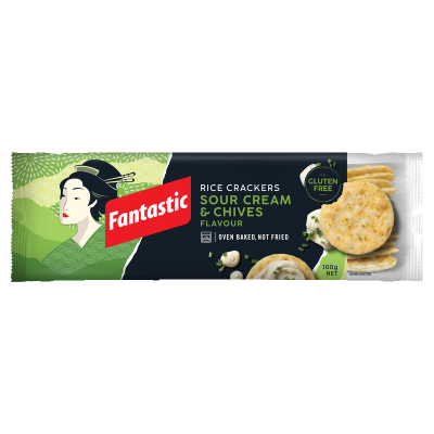Fantastic Sour Cream & Chives Rice Crackers 100g