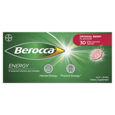Berocca Energy Orignal Berry Flavour Effervescent Tablets 30pk