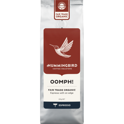 Hummingbird Oomph! Fair Trade Organic Fresh Espresso Grind Coffee 200g