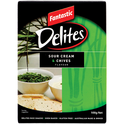 Fantastic Delites Sour Cream & Chives Rice Snacks 100g