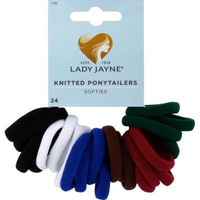 Lady Jayne Black Knitted Ponytailers 24pk