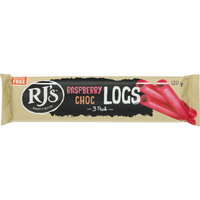 RJ's Raspberry Choc Logs 120g