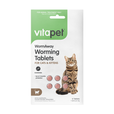 VitaPet WormAway Worming Tablets for Cats and Kittens 6pk