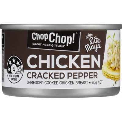 Chop Chop Cracked Pepper Shredded Cooked Chicken Breast 85g