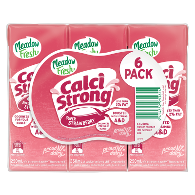 Meadow Fresh Calci Strong Super Strawberry Flavoured Milk 6pk