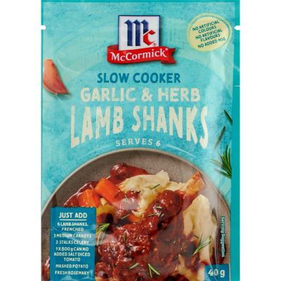 McCormick Slow Cooker Garlic & Herb Lamb Shanks Recipe Base 40g