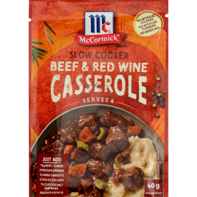 McCormick Slow Cooker Beef & Red Wine Casserole Recipe Base 40g