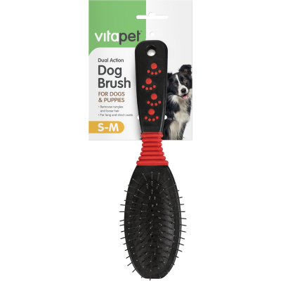 VitaPet Dual Action Dog Brush Small/Medium 1pk
