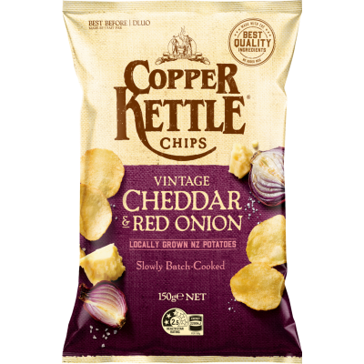 Copper Kettle Vintage Cheddar & Red Onion Potato Chips 150g