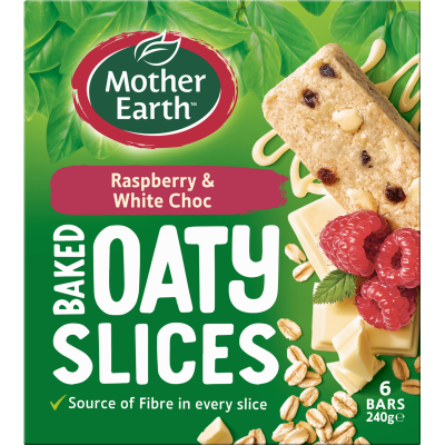 Mother Earth Raspberry & White Choc Baked Oaty Slices 6 x 40g