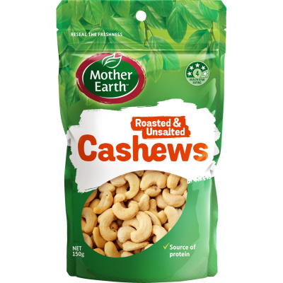 Mother Earth Roasted & Unsalted Cashews 150g