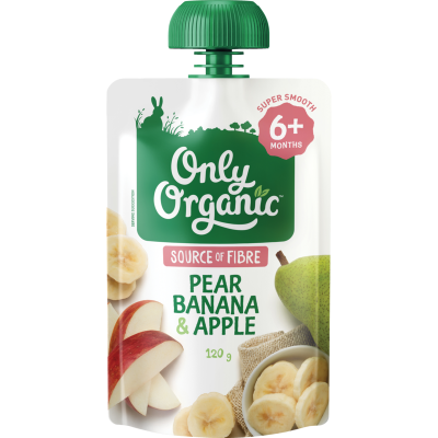 Only Organic Pear Banana & Apple 6+ Months 120g
