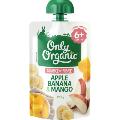 Only Organic Apple Banana & Mango 6+ Months 120g