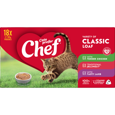 Chef Variety of Classic Loaf Pouches Cat Food 18 x 100g