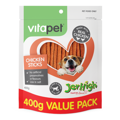 VitaPet Jerhigh Chicken Sticks Dog Treats 400g