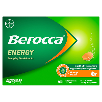 Berocca Energy Orange Flavour Effervescent Tablets 45pk